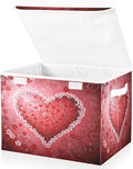 senya Valentines Baskets Collapsible Storage Bins with Lids Love Heart Floral Heart Storage Boxes Clothes Baskets for Organizing