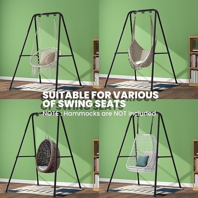 Taleco Gear Swing Stand Max Load 330lbs Heavy Duty Outdoor or Indoor Hanging Hammock Chair Stand onlyHammock Chair not Include(Black)