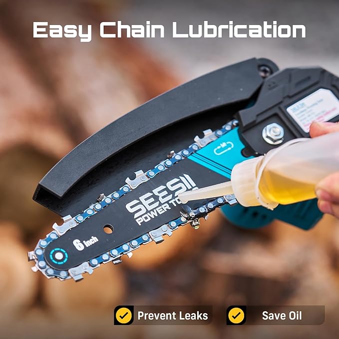 Seesii Mini Chainsaw 6-inch Mini Chainsaw Cordless Handheld Electric Power Chain Saw with 2 Batteries for Tree Trimming Wood Cutting Best Gifts for Father Dad Husband Men