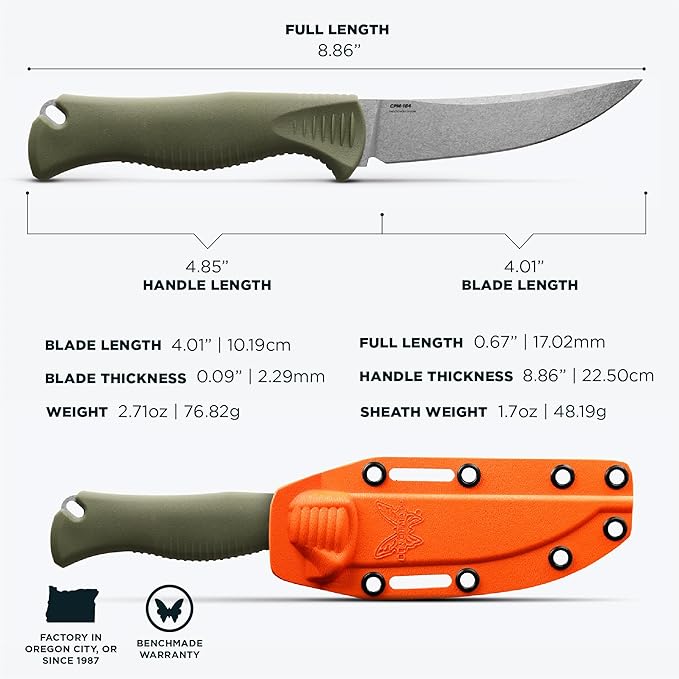 Benchmade - Meatcrafter 15500 4 Hunting and Cutlery Knife with Dark Olive Santoprene Handle (15505)