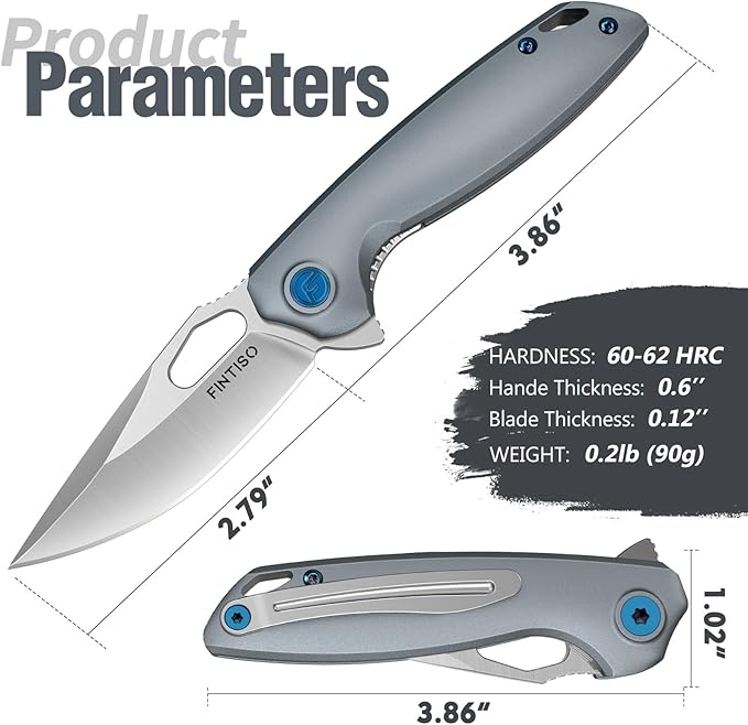 FINTISO Mini Pocket Knife 2.79 Small EDC Knife Premium Swedish 14C28N Blade Folding Knife with 6061 Aluminum Alloy Handle Camping Survival Hiking Knives Best Gift for Men Women Atlas Series