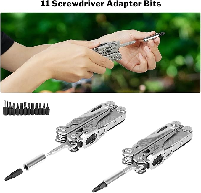 Viperade VAK2 Multitool 20 In 1 Stainless Steel Multi Tool Pliers Pocket Knife with Self-Locking Foldable Heavy-duty Multitools with Scissors and Screwdriver Bits Set for Hiking Camping Repair