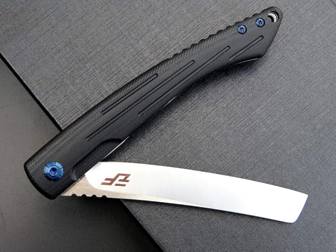 Eafengrow EF944 EDC Folding Knife D2 Steel Blade G10 Handle Reliable Locking Ball Bearing Flipper Knifes for Camping Survival Hiking (Black)
