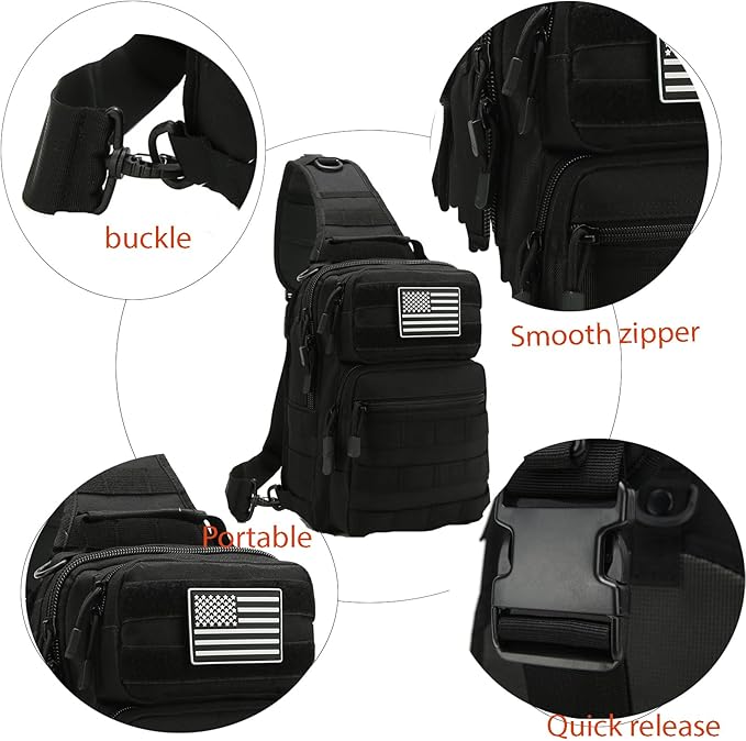 Tactical Sling Bag Small Military EDC Pack Rover Shoulder Sling Pack Molle Crossbody Chest Backpack for Men (Khaki)