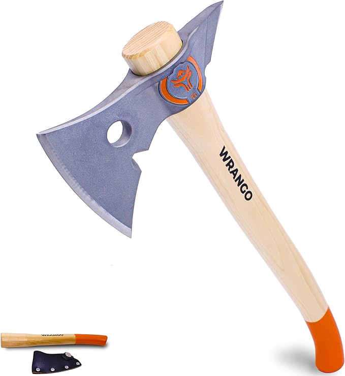 Wrango Tools - Titanium Tomahawk Axe - 45% Lighter Industrial Strength Titanium - Precision Triple-Honed Edge - 18in &amp 11.5in Hickory Handles - 5% Donated to Help Farmers