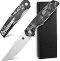 FF19 Folding Pocket KnifeD2 Steel Blade Carbon Fiber Handle EDC Tool Knife for Outdoor Camping Hunting Fishing Working(Black)