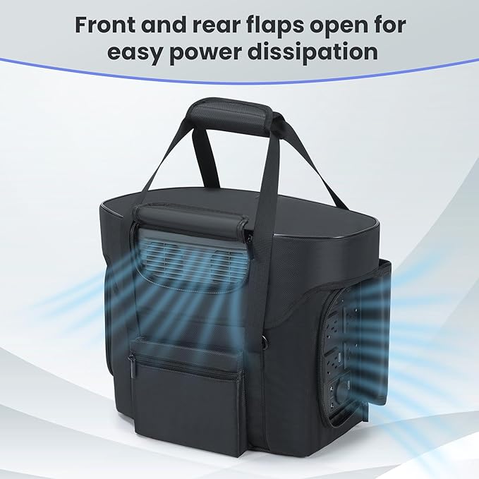 Compatible with ECOFLOW DELTA 2 Power Station Carry Bag Powerstation Water-resistant Bag with Adjustable Shoulder Strap Compatible with Ecoflow Delta 2 with Portable Opennings for Outside