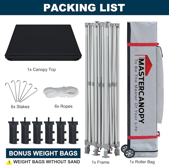 MASTERCANOPY Pop Up Canopy Tent Commercial 10x20 Instant Shelter (Black)