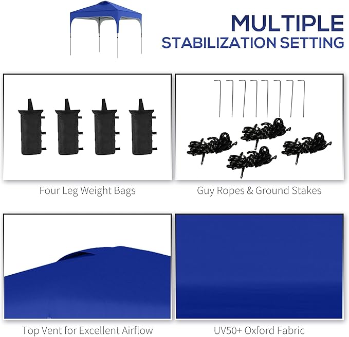 120x120 Inch Pop-Up Canopy Tent with UV Protection