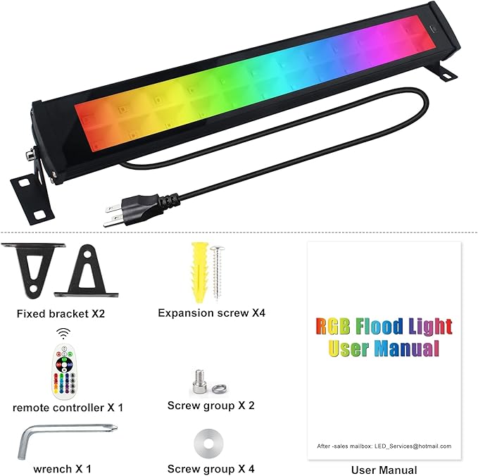 50W RGB Wall Washer Light RGB Light Bar LED Smart Wall Lights with Remote Control Waterproof IP66 Dimmable LED Flood Light Bar Indoor Lights for Building Stage Wedding Party