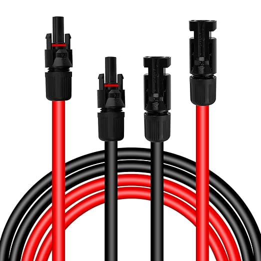 2X 100 FT 10AWG(6mm²) Solar Panel Extension Cable with Female and Male Connector with Storage Bag 100FT Red + 100FT Black Solar Panel Cable Weatherproof Pure Copper for RV Charge Controllers