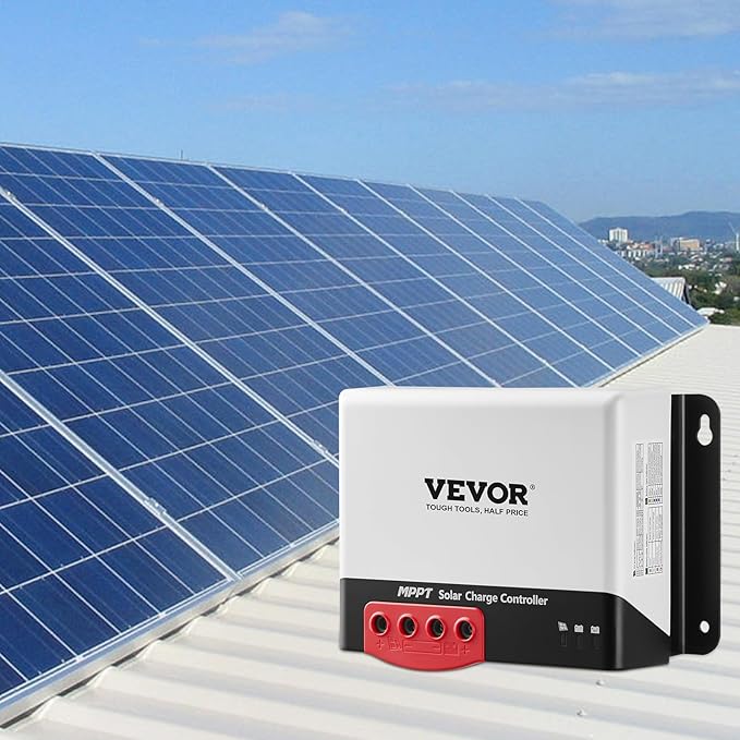 VEVOR 50A MPPT Solar Charge Controller 12V / 24V Auto DC Input Solar Panel Regulator Charger with Bluetooth Module 98% Charging Efficiency for Sealed(AGM) Gel Flooded and Lithium Battery Charging