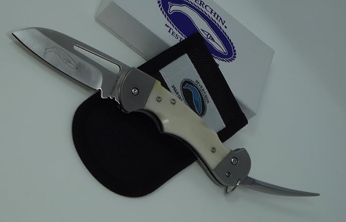 Myerchin Knives Tested at Sea Professional Captain's Knife Engravable Natural Bone Handle Knife &amp Rigging Spike AF300