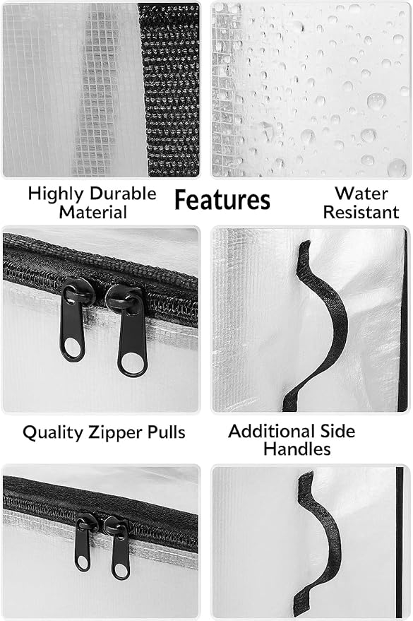 Heavy Duty Clear Tote Bag for Storage &amp Organization – Extra Large Durable Zippered Storage Bin with Reinforced Handles – for Home Travel &amp Garage Use (X-Large 6.0 Count)