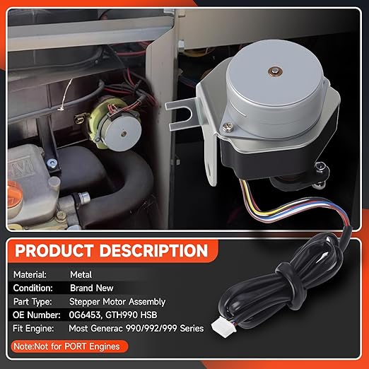 0G6453 Stepper Motor Assembly- GTH990 HSB Stepper Compatible with Generac Guardian GTH990 HSB GTH999 (990 992 999 Series)
