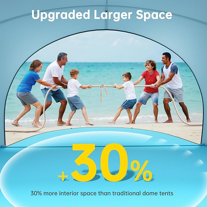 Raynesys Beach Tent Sun Shelter Beach Shade Tent with UPF50+ UV Protection Sun Shelter for 1-6 Person Beaches Shade with 2 Zippered Doors Portable Tents for Camping Fishing Light Blue