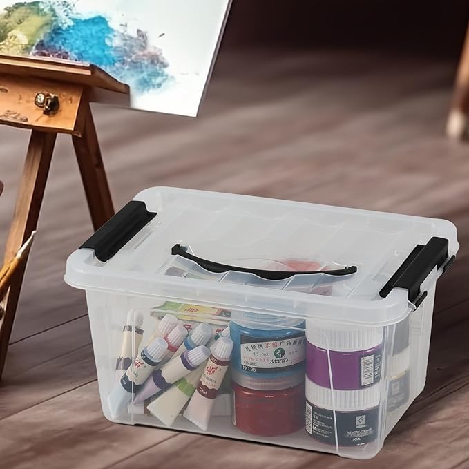 6 Liter Plastic Storage Box Clear Storage Bin with Lids Set of 6