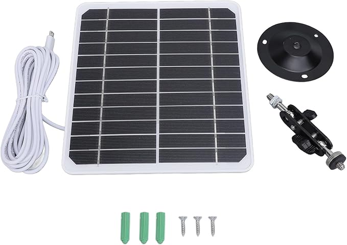 AUNMAS 20W Monocrystalline Solar Panel for Security Camera Outdoor 5V Waterproof Adjustable Wall Mount with 9.8ft Cable