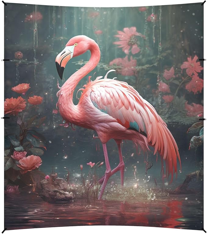 ALAZA Flamingo Red Floral Beach Tent Sun Shelter Portable Canopy Sunshade for Outdoor Camping Picnics Backyard Fun 10x9 ft