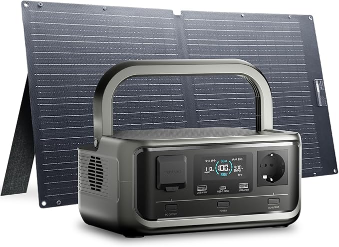 ALLPOWERS VOLIX P300 Portable Solar Generator: 300W (600W Peak)/256WhLiFePO4 BatteryUPS&lt20msFast Charge to 80% in 1h Includes SOLAX SE100 100W Folding Solar Panel for HomeEmergencies&ampOutdoo