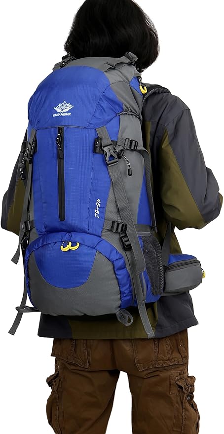 WoneNice 50L(45+5) Waterproof Hiking Backpack - Outdoor Sport Daypack with Rain Cover