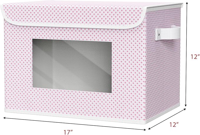 Univivi Fabric Foldable Storage Boxes [4-Pack] Large Collapsible Stackable Storage Bins with Lids Closet Organizers and Storage Cube Basket for Home Office Bedroom (Pink 17”x 12” x 12”)