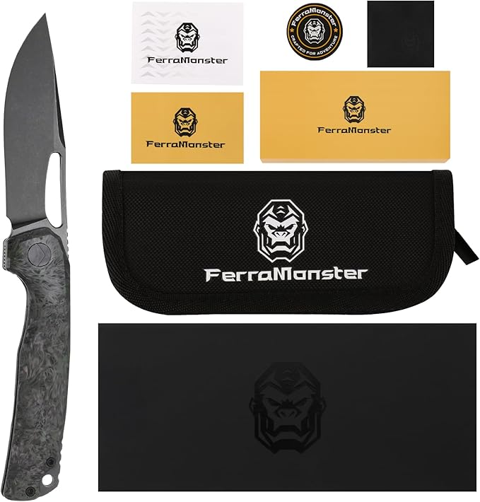 Pocket Knife 3.5 M390 Blade Folding Knife Hunting Knife Survival Knife with Pocket Clip EDC Knives for Hunting Camping Survival Outdoor Fishing Hiking (Black&ampGreen)