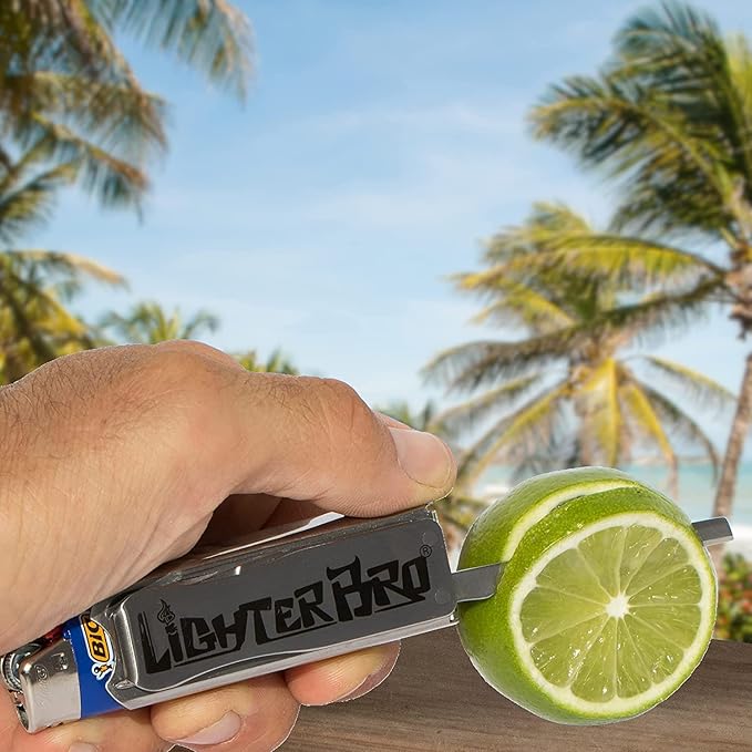 LighterBro Lighter Sleeve - Multi-Tool - 420 Stainless Steel - Easily Fits Your Favorite Lighters - Includes Mini Knife Ruler Scissors Screwdriver Poker Key Ring &amp More (Stealth/Blue Steel)
