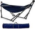 Tranquillo Uniki Hammock with Stand 550 lbs Capacity – 30-Second Setup Sturdy Steel Stand 3-Year Warranty Tool-Free Assembly Premium Carry Bag Included Outdoor &amp Indoor Hammock Navy