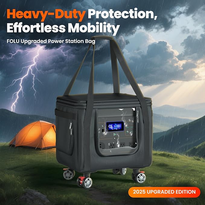 Power Station Carrying BagEasy to Carry360°Universal Wheels Waterproof&ampDustproof 15x13x12in Fit1200w-2000w Dabsson/BLUETTI/FOSSIBOT/VTOMAN/JackeryTravel Camping PartiesRV