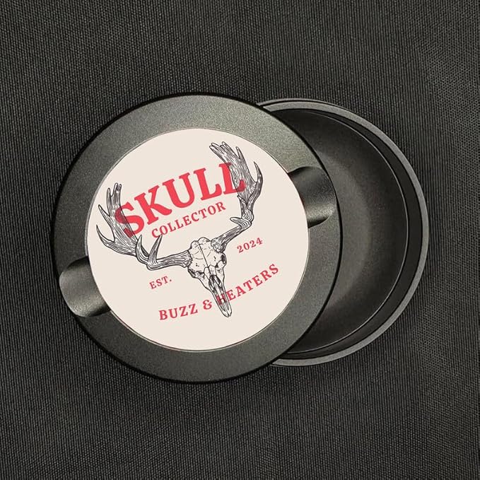 Buzz &amp Heaters Metal Container for Zyn | Metal Holder for Zyn | Skull Collector