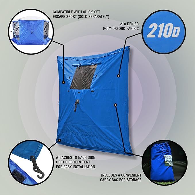 CLAM Quick-Set Wind and Sun Panel Attachment for Escape Sport Screen Shelter Canopy Tent with Carrying Bag Accessory Only Blue (3 Pack)