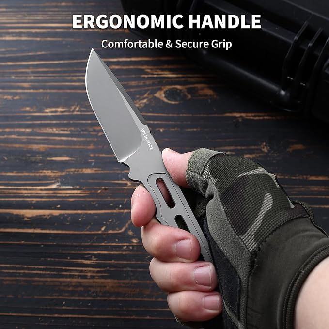 EDC Fixed Blade Knife with Sheath Camping Knife Fixed Blade 3.15 Outdoor Survival Blade Full Tang Hunting Knives for Men Women BS-01