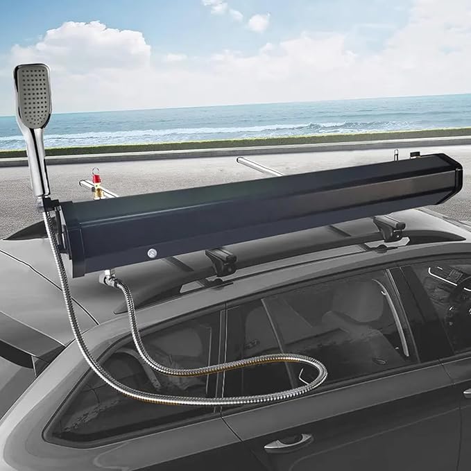Pressurized Water Tank 20L/30L Solar Roof Rack Shower with with Water Hose &amp Shower Head for Overlanding Water Storage Outdoor Activities 30L