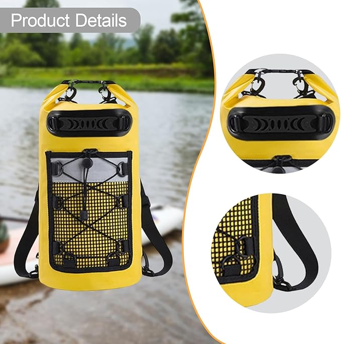 Waterproof Dry Bag Backpack 30L IPX6 Lightweight Storage Bag for Kayaking Swimming Hiking Camping Fishing- Yellow