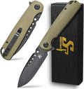 Sitivien ST131 Folding KnifeD2 Blade Micarta Handle EDC Tool Knife with Liner Lock for Outdoor Camping Hiking Fishing(Green)