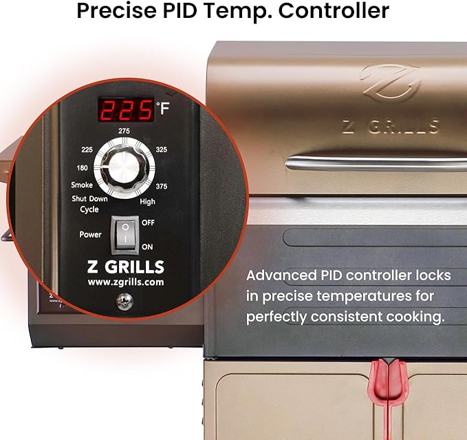 Z GRILLS Wood Pellet Grill Smoker with PID Controller 8-in-1 Master Sear BBQ Grill Auto Temperature Control Huge Storage Cabinet Side Shelf with Tool Hooks 572 sq in Cooking Area for Outdoor 600D