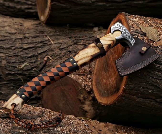 Handmade Carbon Steel Viking Axe Blade Smith Custom Gift Forged Carbon Steel Viking Axe Ash Wood Handle Viking Bearded Camping Axe Best Birthday Gift by Empire Indutry