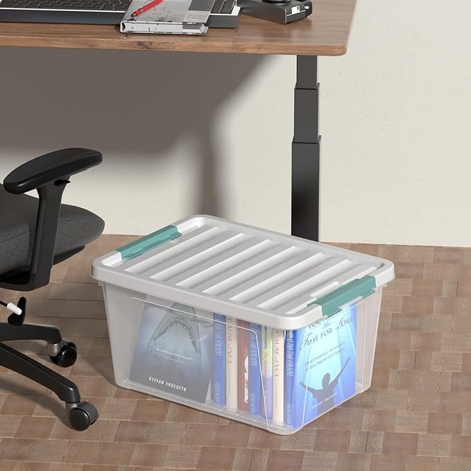Ramddy 32 Quart Clear Storage Bin with Lid 6-Pack Plastic Storage Box