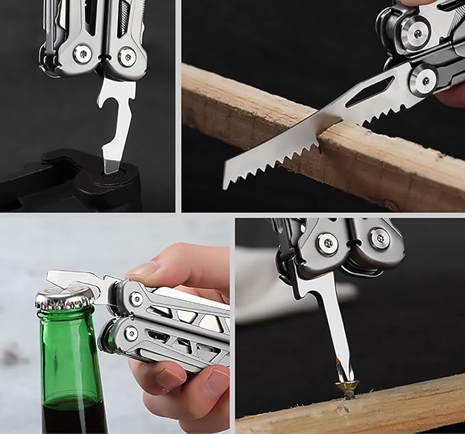17-In-1 Multitool with Safety Locking 420 Stainless Steel Multitool Pliers Bottle Opener with Sheath for Outdoor Survival Camping Hunting and Hiking
