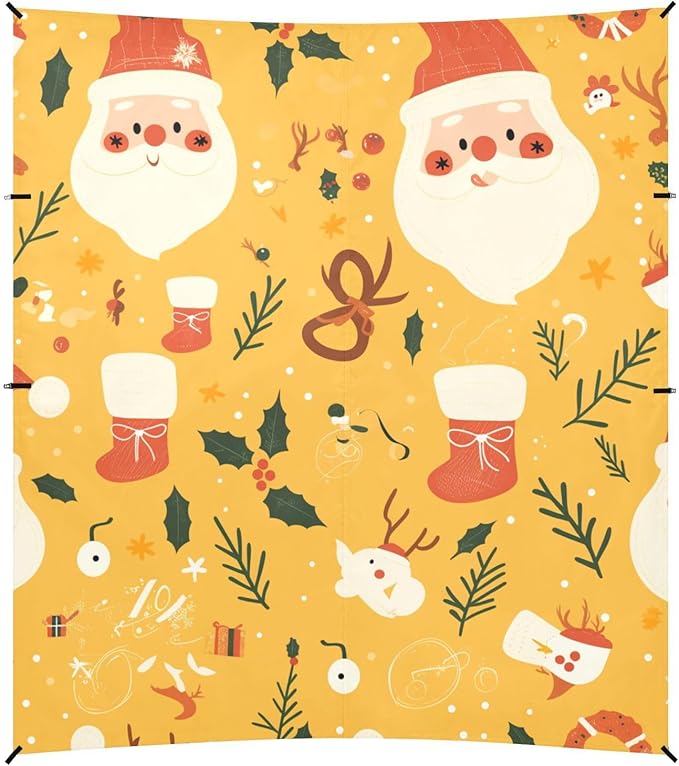 Ho Ho Ho Pattern Funny Christmas Amber Beach Tent UPF50+ Easy Setup Sun Shelter with Sand Shovel for Camping Fishing Backyard Fun