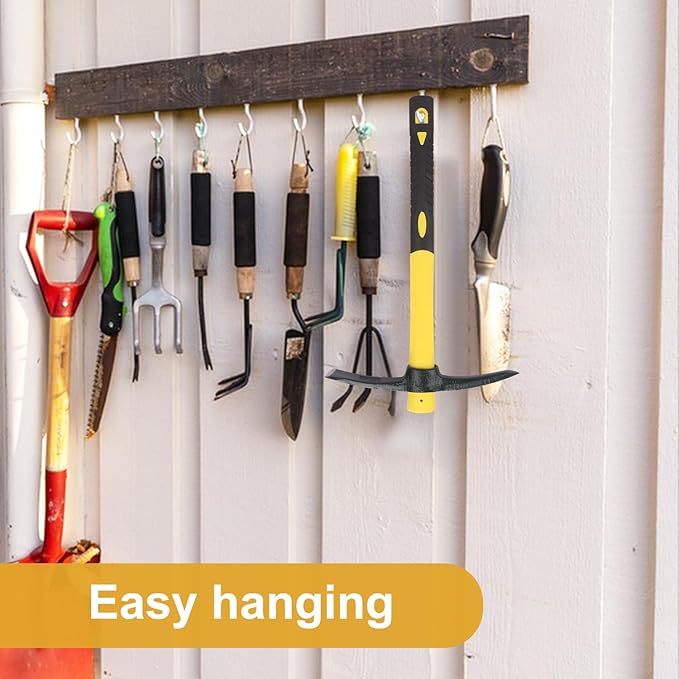 3 Packs 15 Inch Garden Pick Axes with Fiberglass HandleHand Pickaxe Cast Steel of Pick Axes Head for Gardening Camping Prospecting and Outdoor Activities