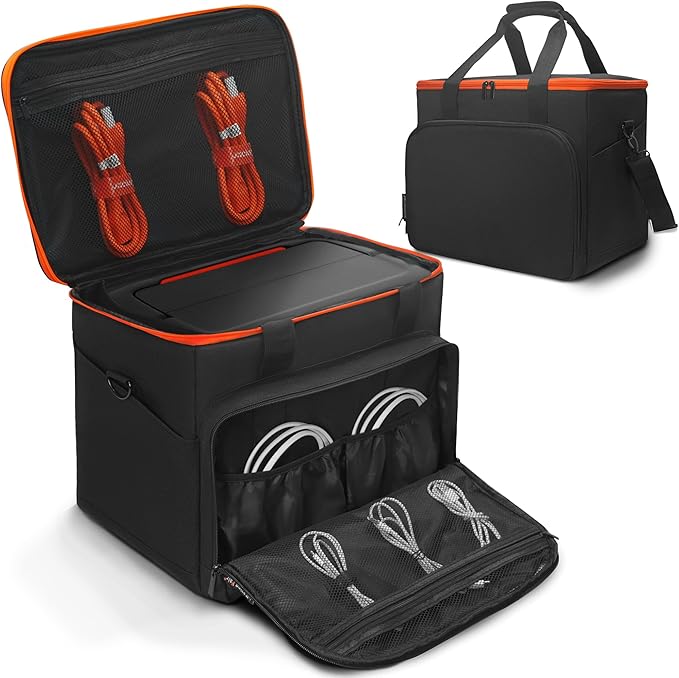 Portable Power Station Storage Bag - Heavy Duty Organizer Case with Adjustable Shoulder Strap &amp Multi-Pocket Design