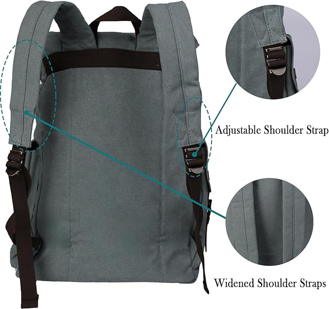 Retro Canvas with Cowhide 30L Large Capacity Backpack Suitable for Men'and Women Multifunctional Rucksack for Hiking/Traveling/Travel (8269 Teal)