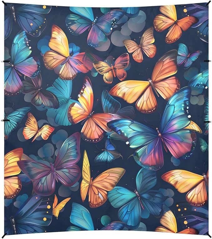 ALAZA Butterflies Colorful Beach Tent Sun Shelter UPF50+ Protection Beach Shade Canopy w/ 4 Sandbags for Outdoor Camping Fishing Backyard Fun Picnic 10x9 ft