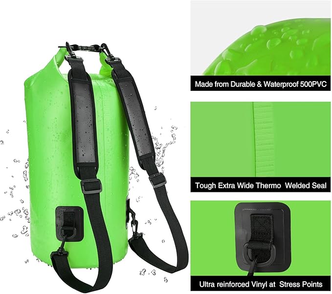 Piscifun Dry Bag Waterproof Floating Backpack 10L/20L/30L/40L with Waterproof Phone Case for Boating Kayaking Fishing
