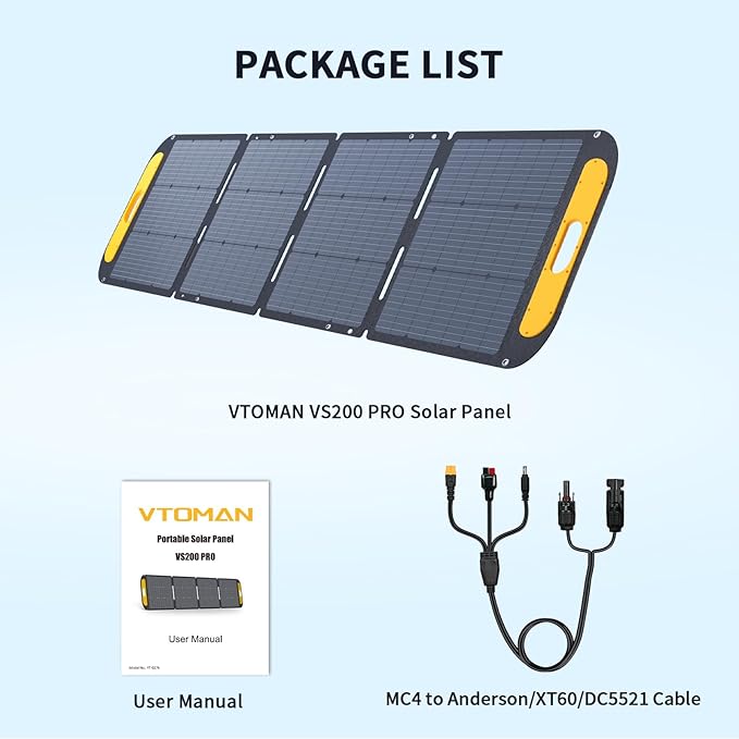 VTOMAN VS220 Pro Portable Solar Panel 220W 48V 23% Efficiency Foldable Solar Panel w/ IP67 Waterproof &amp MC-4 Anderson XT60 DC5521 Adapters &amp Adjustable Kickstands Off-Grid Power for Home &am