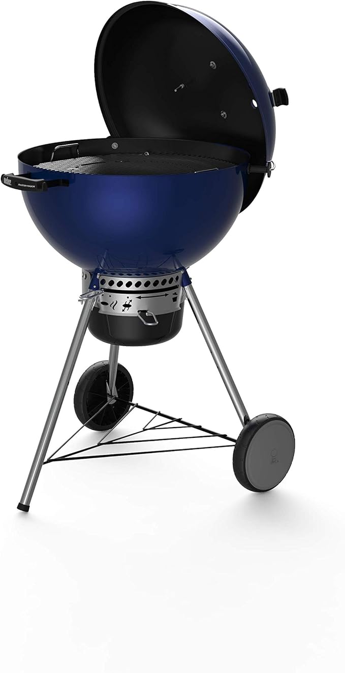 Weber Master-Touch Charcoal Grill 22-Inch Deep Ocean Blue – Premium Outdoor BBQ Grill with Tuck-Away Lid Holder &amp One‑Touch™ Cleaning System Porcelain‑Enameled Kettle