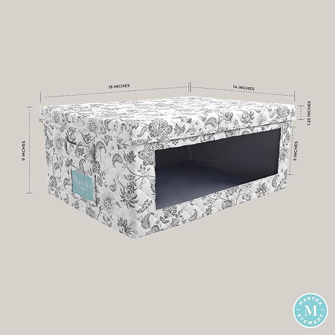 Martha Stewart Essential Collapsible Stackable Decorative Home Storage Organization With Lidded Tops Set of 2 Lidded Storage Boxes Bedford Floral
