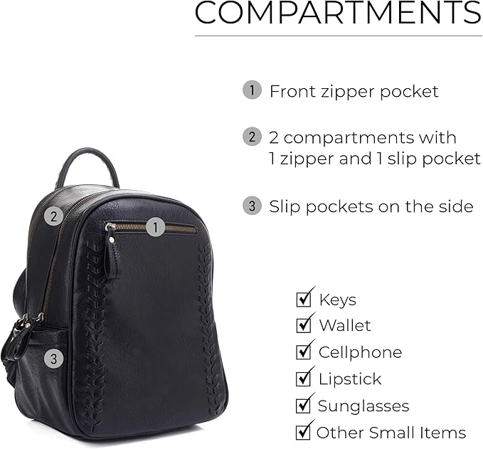 JESSIE &amp JAMES Women's Large Multi Compartments Fashion Concealed Carry Backpack|BK